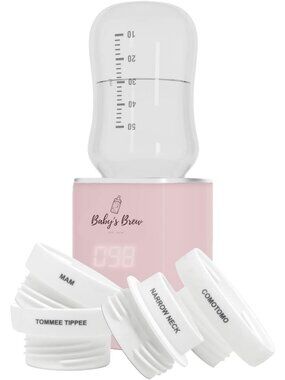 Portable Cordless Baby Bottle Warmer with Adapter Set - Pink, Travel-Friendly